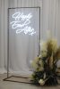 neon wedding sign with pampas grass