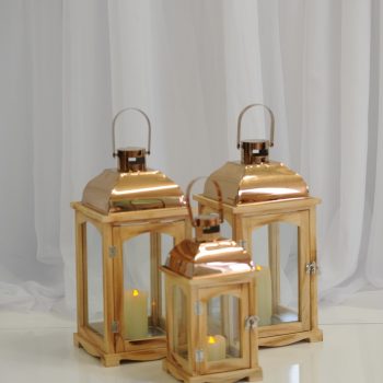 wood finish copper lanterns