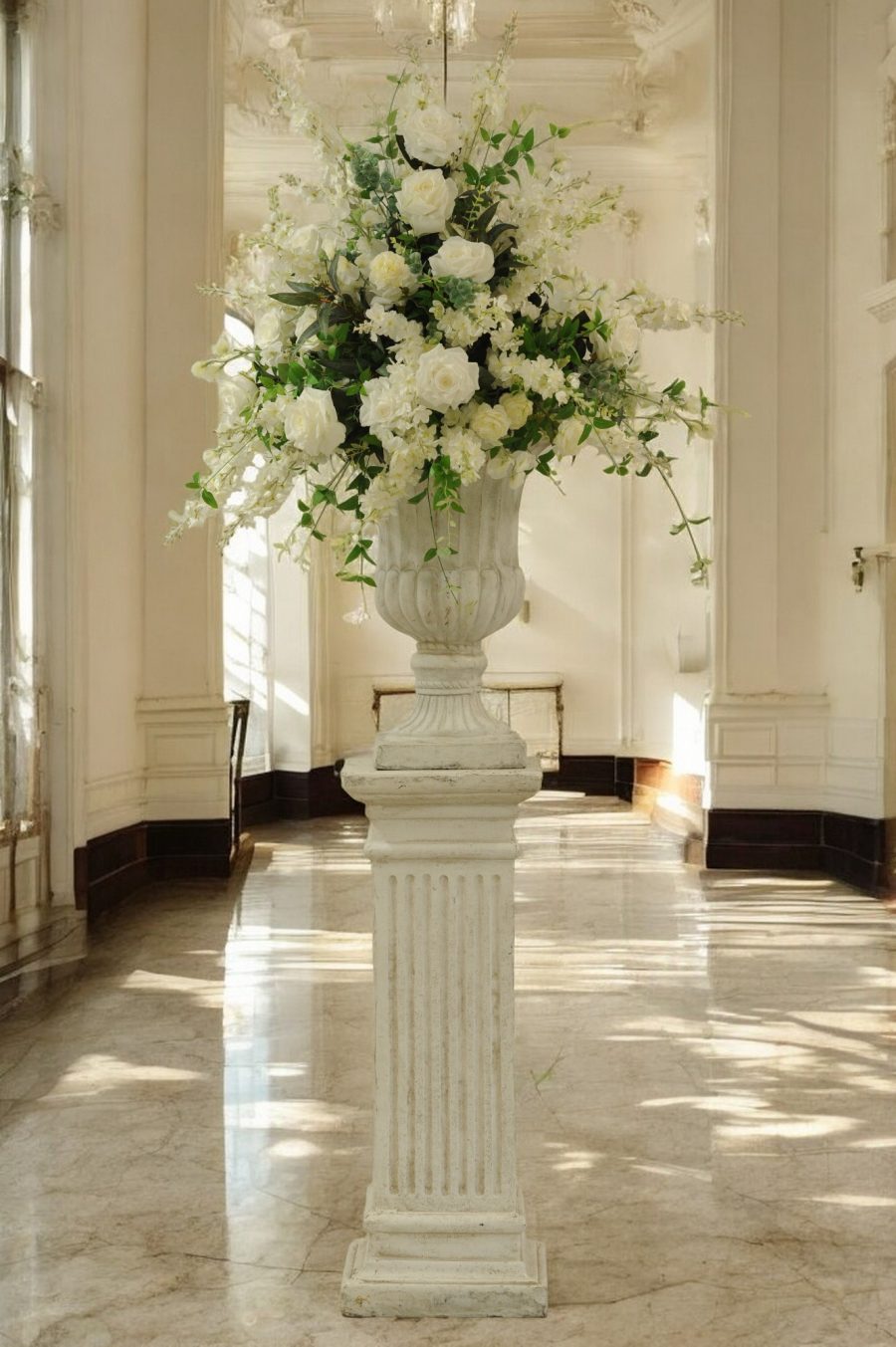 Floral Display With Stone Plinth