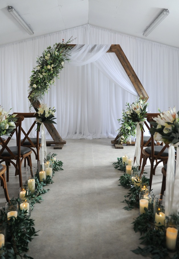 Hexagon floral arch McGarry Wedding Design